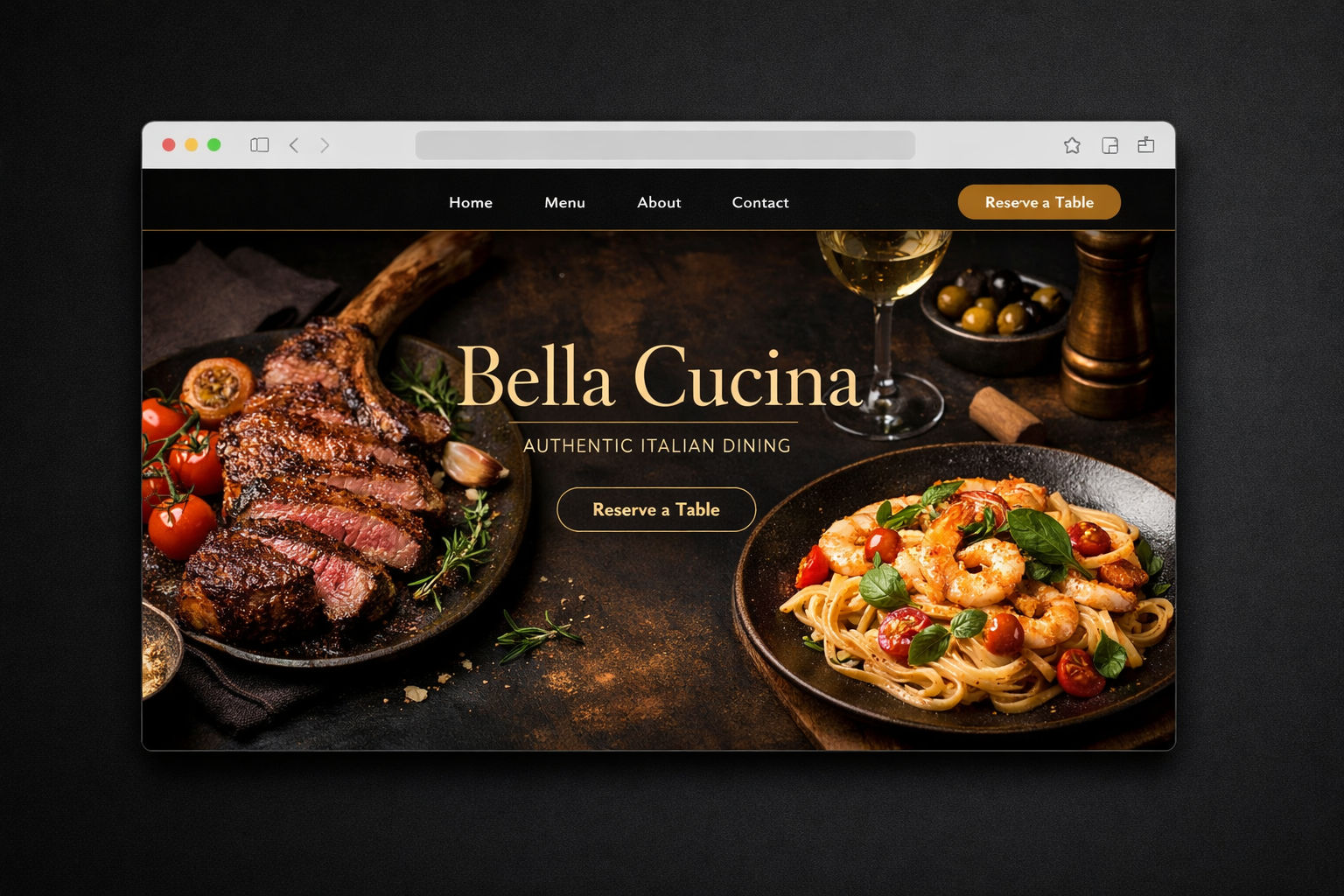 Bella Cucina restaurant website