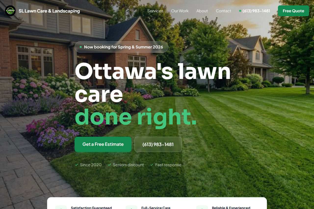 SL Lawn Care & Landscaping website