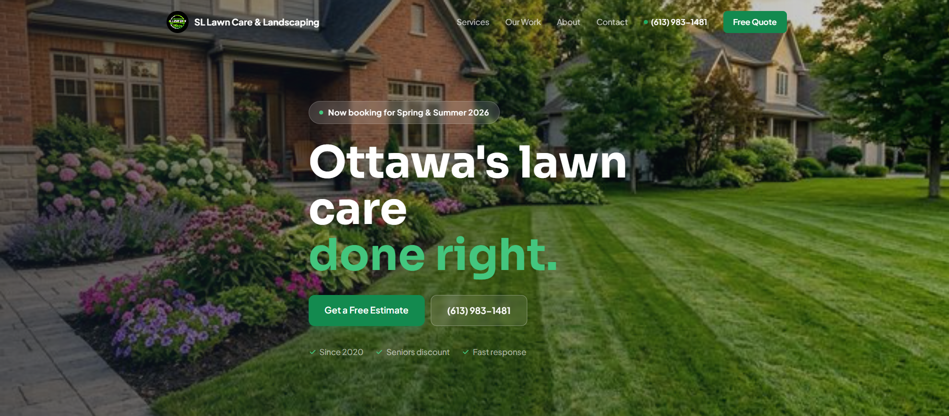 SL Lawn Care & Landscaping website