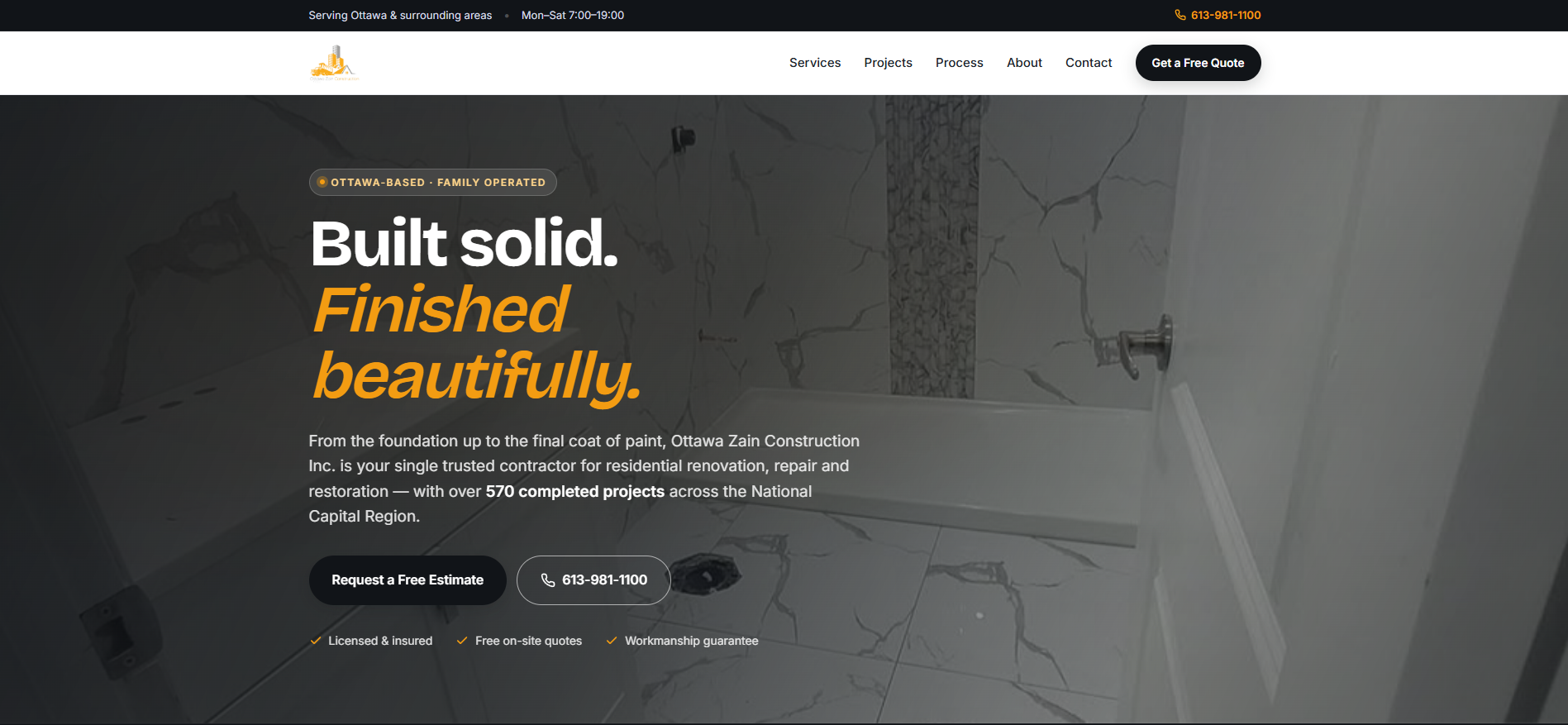 Ottawa Zain Construction website